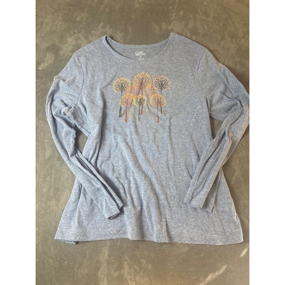 Blue Heather Autumn Tree Graphic Long Sleeve Tee Shirt - Picture 2 of 4